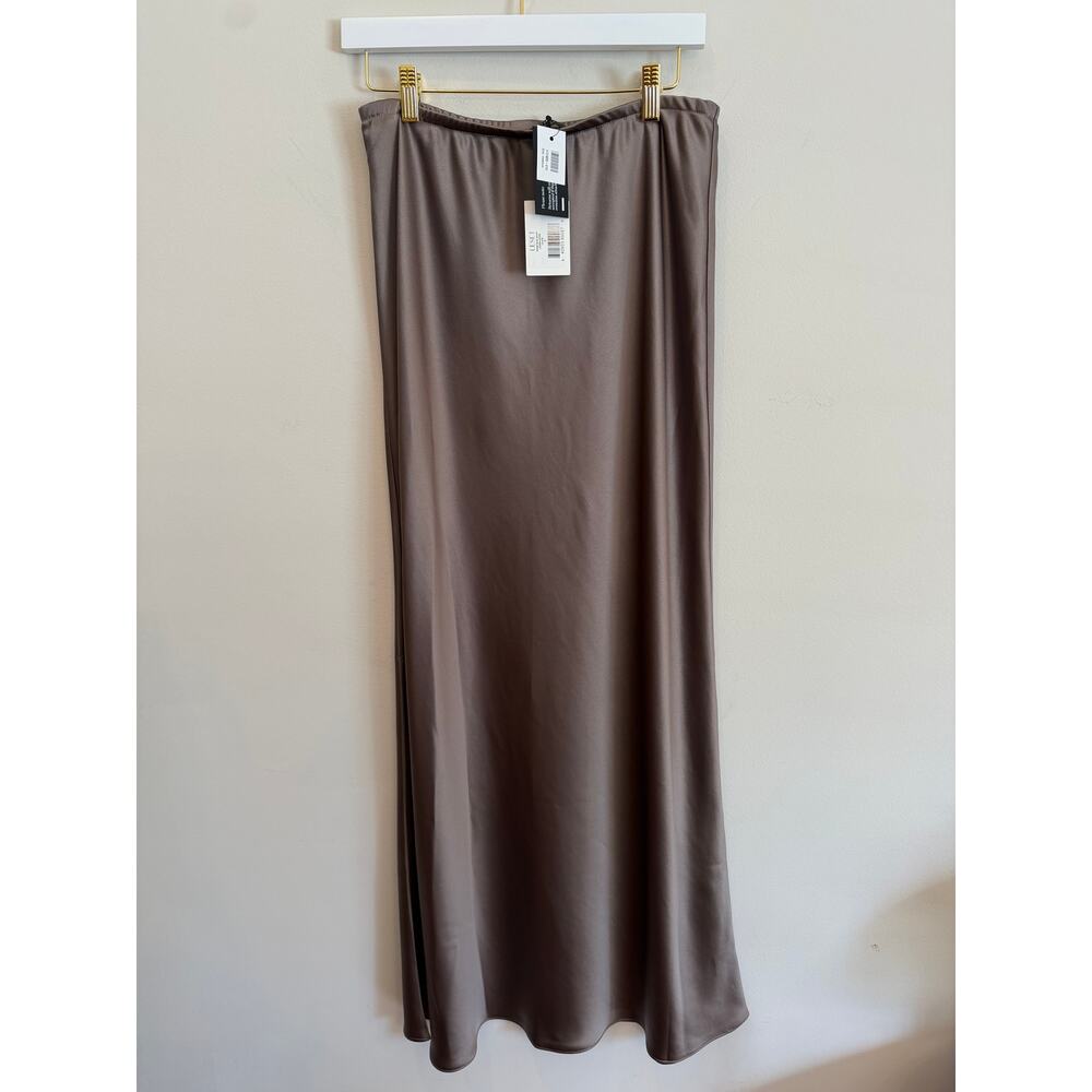 NWT LESET Barb Bias Maxi Skirt Taupe Size M Satin Acetate Made in USA - Picture 4 of 6
